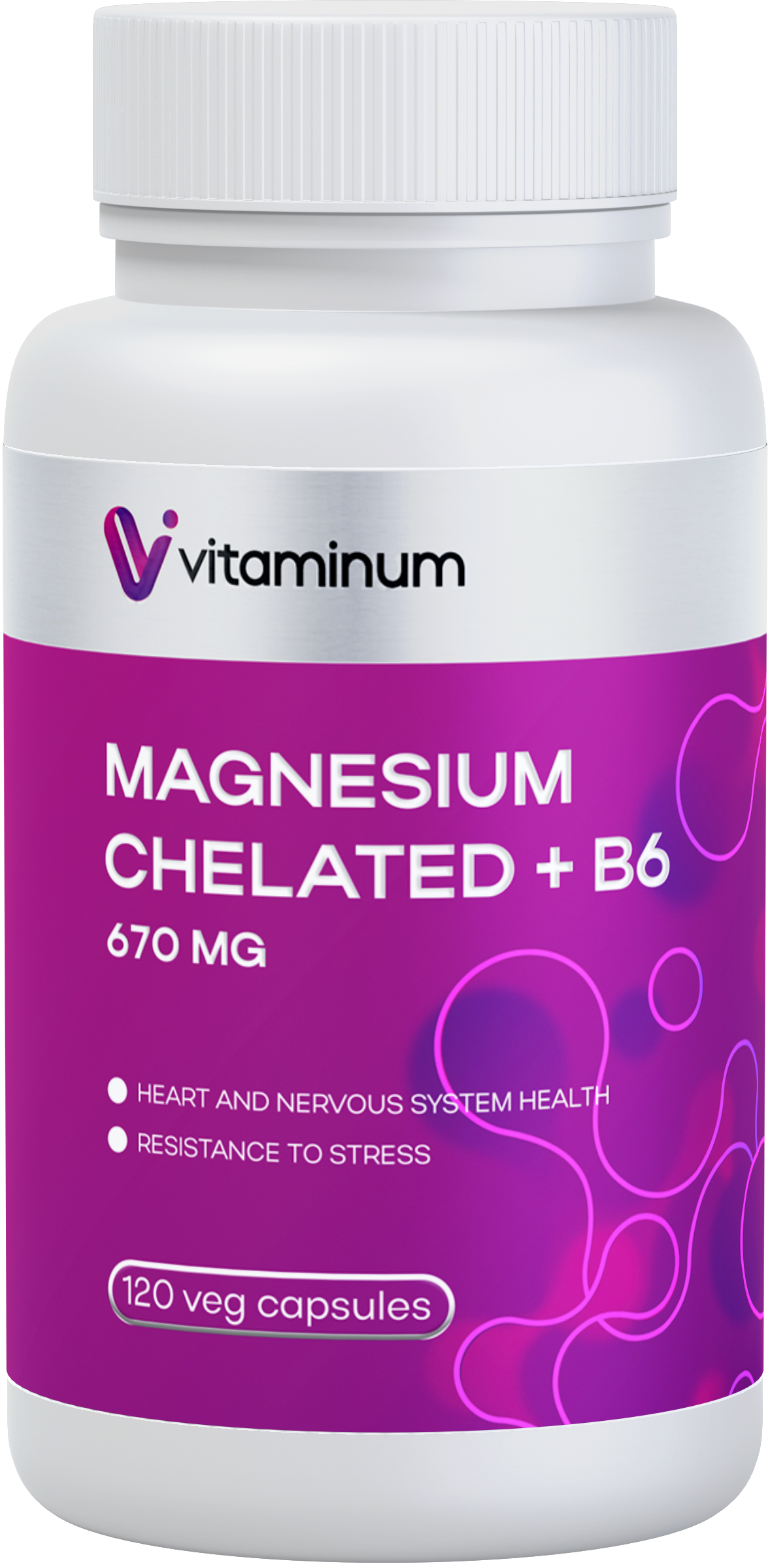  Vitaminum МАГНИЙ ХЕЛАТ + витамин В6 (670 MG) 120 капсул 800 мг  в Нижневартовске